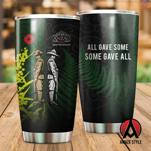 Anzac Day Fern-Wattle Lest We Forget Kiwi And Australia Soldier Stainless Steel Tumbler, Mom Christmas Gifts, Valentines Day Gifts For Him