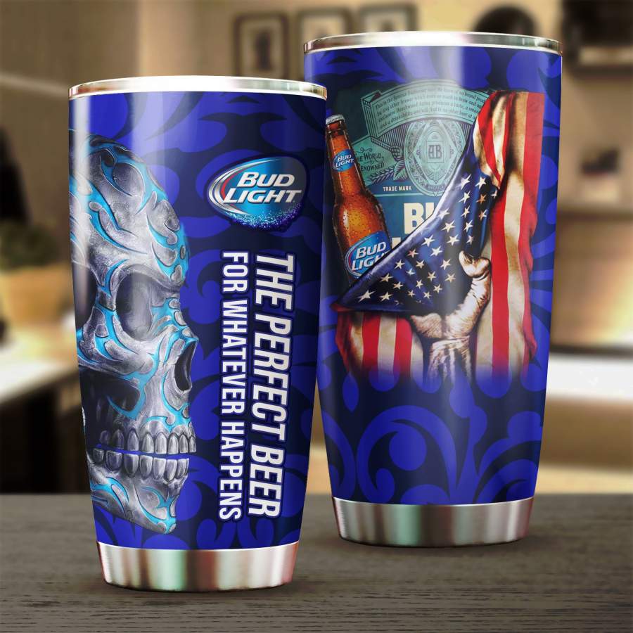 Bud Light Brand Beer 20 Oz Steel Mug Stainless Steel Tumbler Cup ,Bud Light Brand Beer Steel Tumbler, Bud Light Wooden Pattern 30 Oz Steel Mug