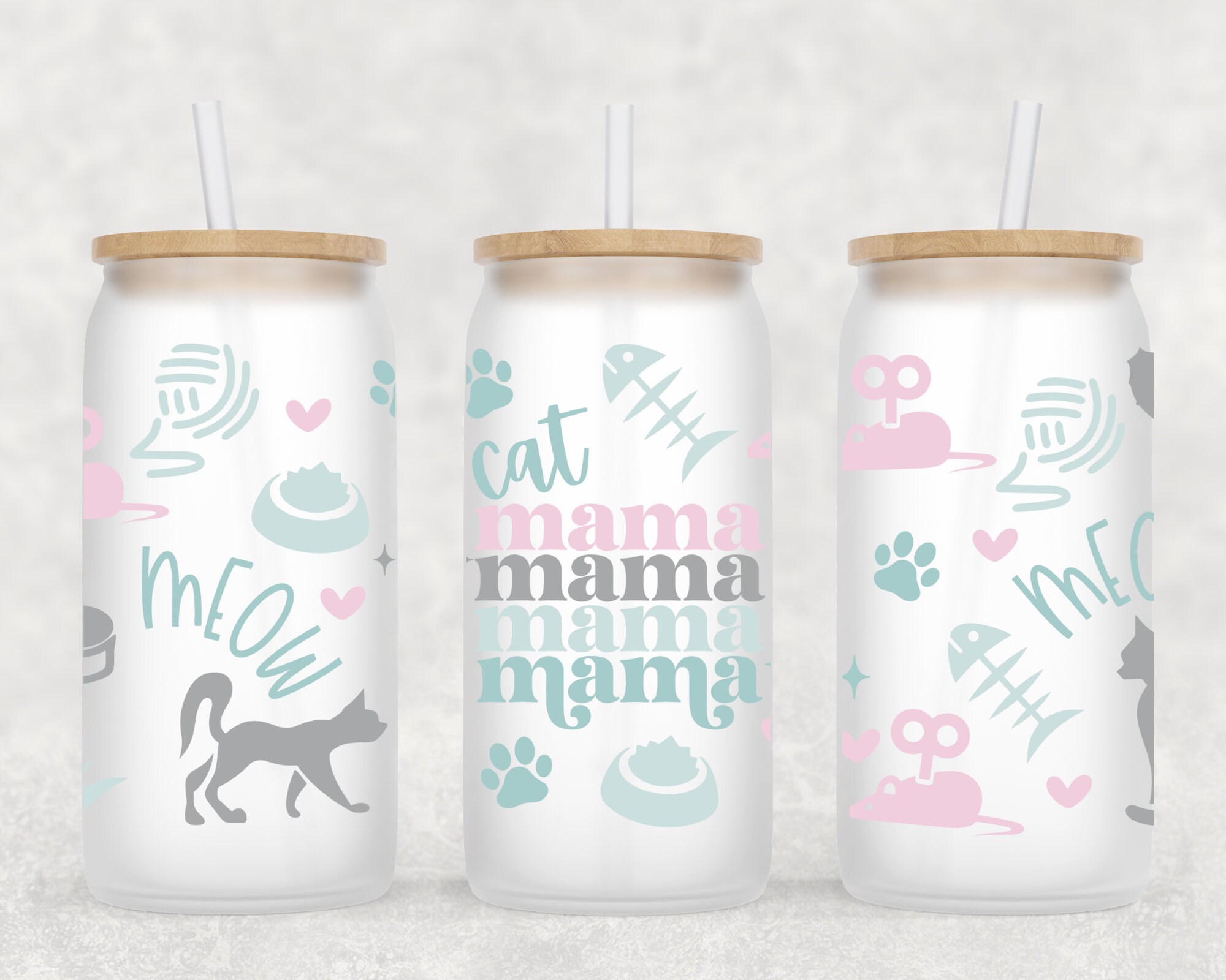 Cat Mama Beer Can Glass | Cat Lover Gift | Iced Coffee Glass | Cat Mom Coffee Cup | Gift for Mom | Beer Glass Cup | Gift for Her