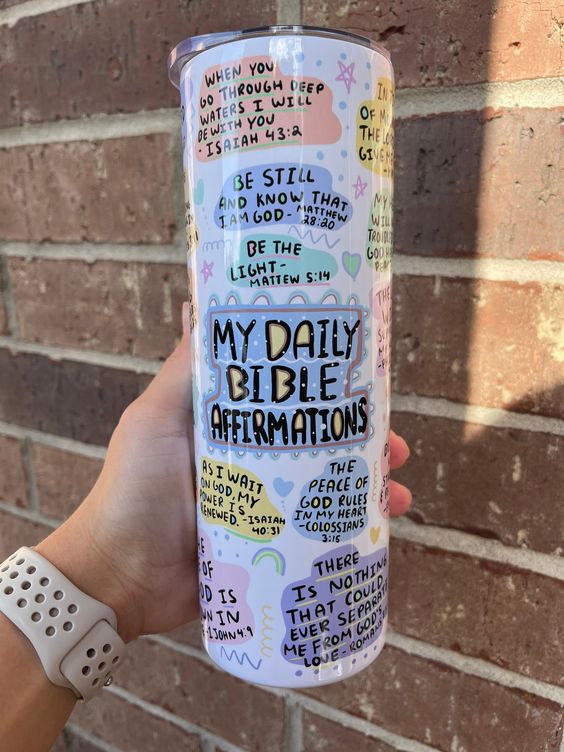 My Daily Bible Affirmations Tumbler, My Daily Bible Affirmation Tumbler, Bible Tumbler, Bible Cup, Bible Verse Tumbler