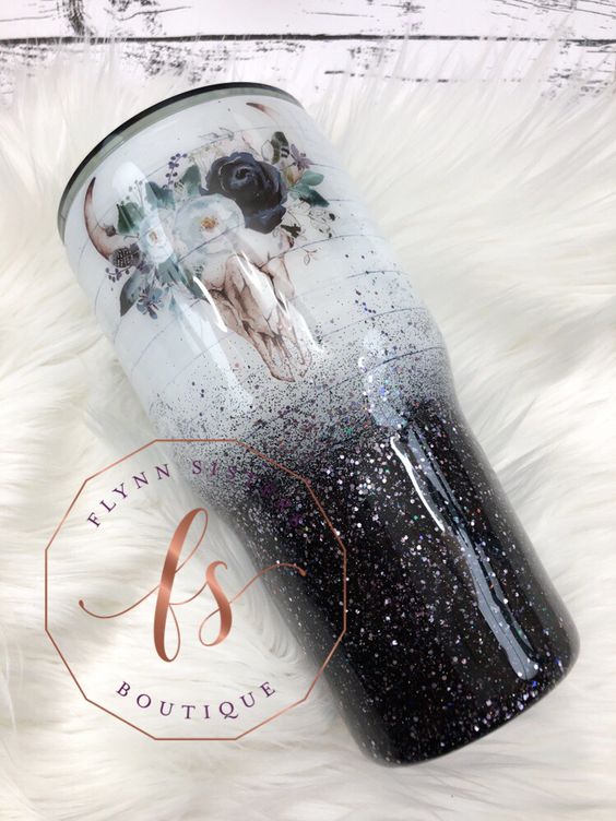 Black and White Glitter Tumbler