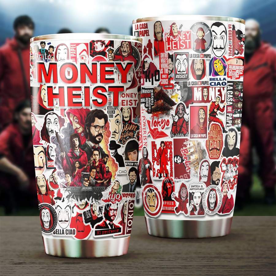 Money Heist 02 Steel Tumbler Cup, Money Heist Steel Mug, Money Heist Tumbler, Gift for Money Heist Fan,