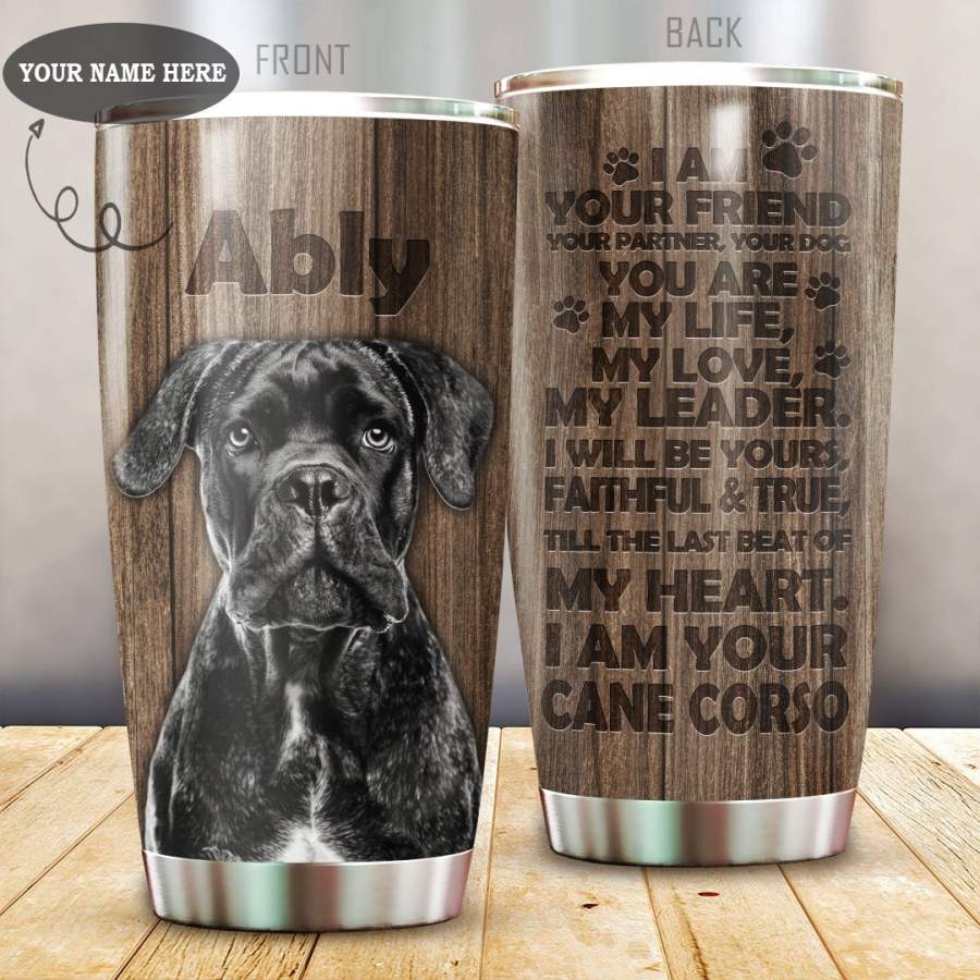 Cane corso stainless steel tumbler custom name HAC080403