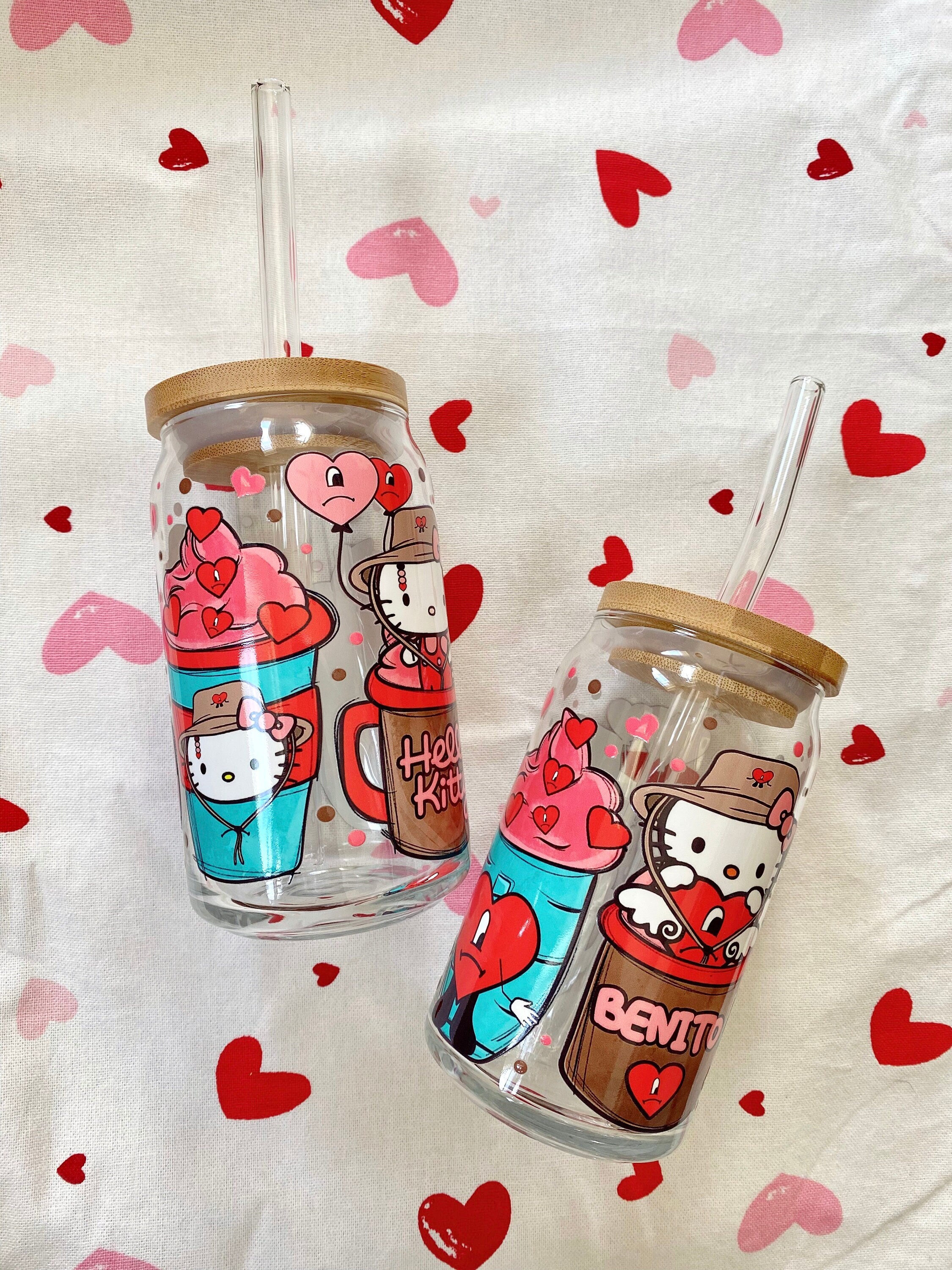 Kitty Cat Beer Can Glass, Un Verano Sin Ti Iced Coffee Glass, Bad Bunny Is My Valentine, Benito Glass Cup, Valentines Gift, Galentines Gift