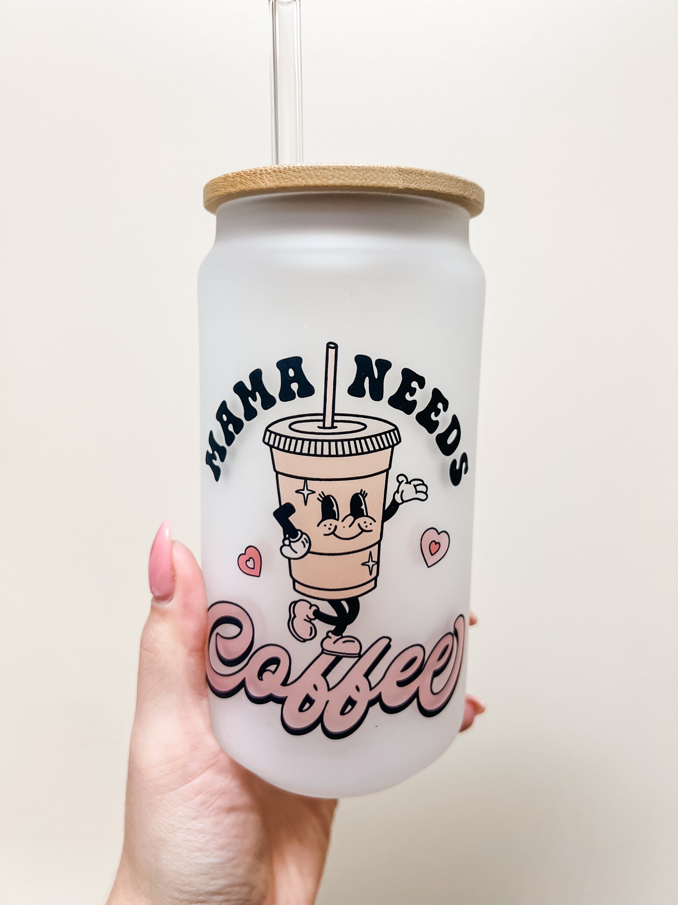 Mama Needs Coffee Beer Can Glass | Mom Iced Coffee Glass | Gift For Mom | Iced Coffee Cup for Mom