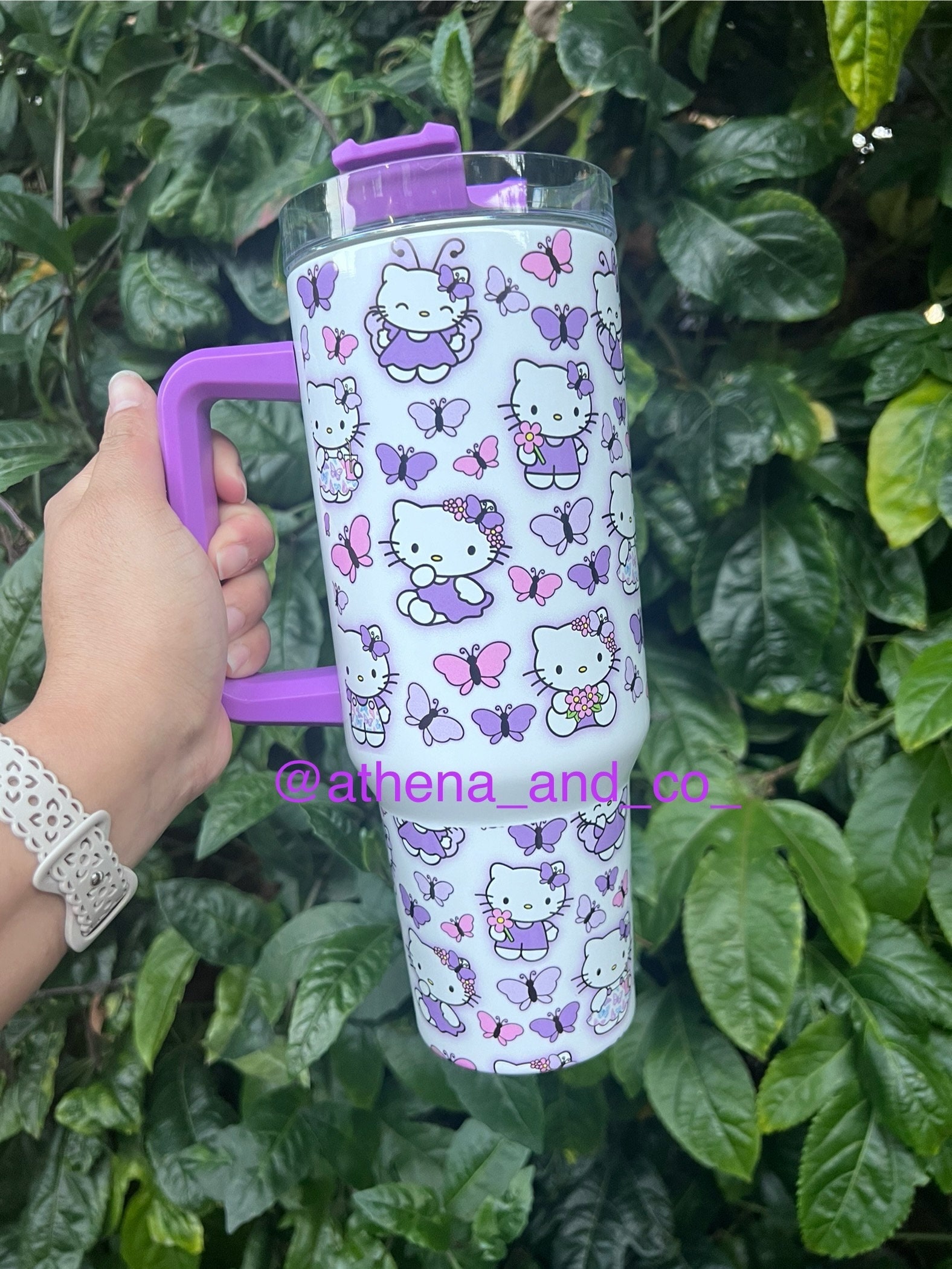 Purple kitty 40 oz tumbler | 40 oz tumbler| travel mug |kitty| kitty and friends | kitty tumbler | kitty 40 oz tumbler| purple tumbler