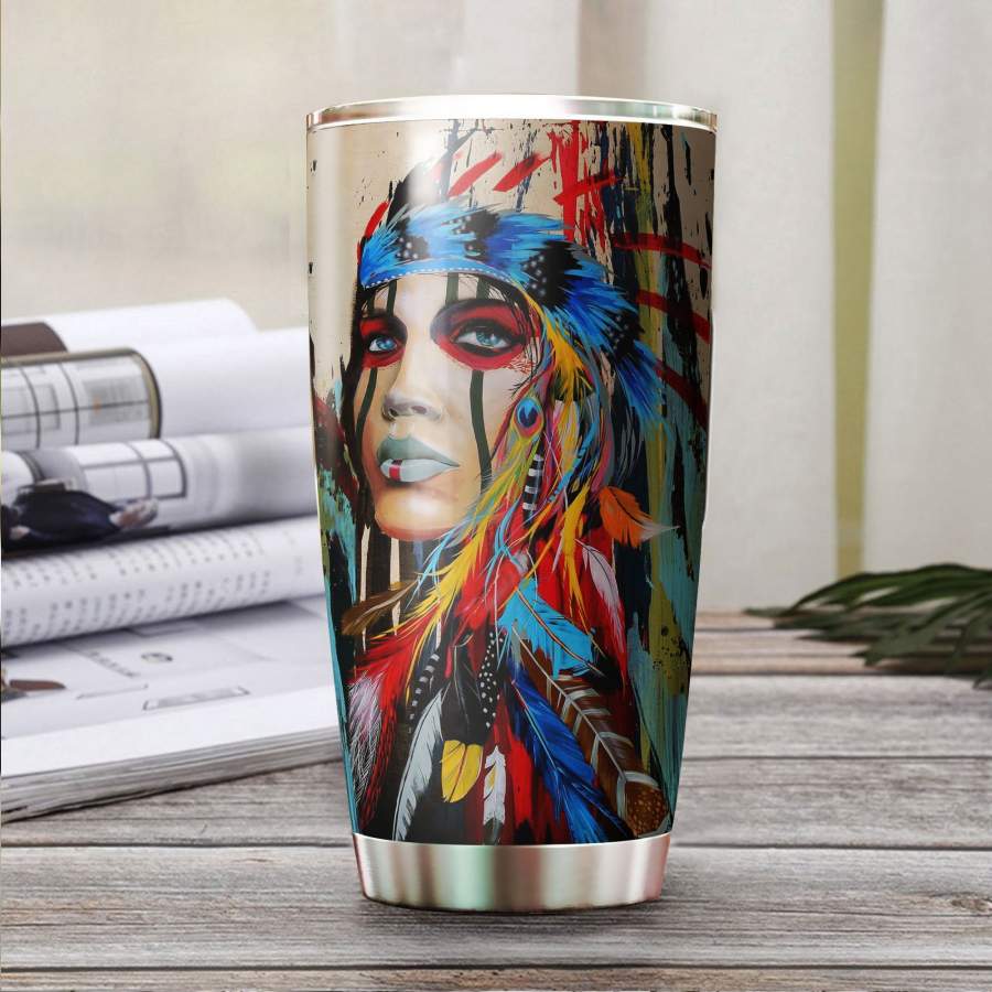 Native American Girl Stainless Steel Tumbler