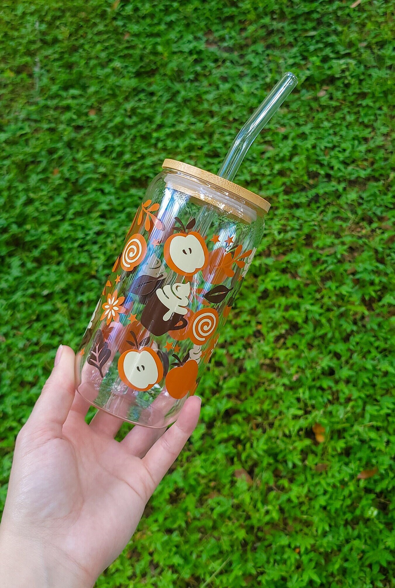 Fall Iced Coffee Glass Cup Autumn Beer Can Glass Fall Gift For Autumn Glass Coffee Cup Fall Season Gift For Iced Coffee Lover Gift For Her