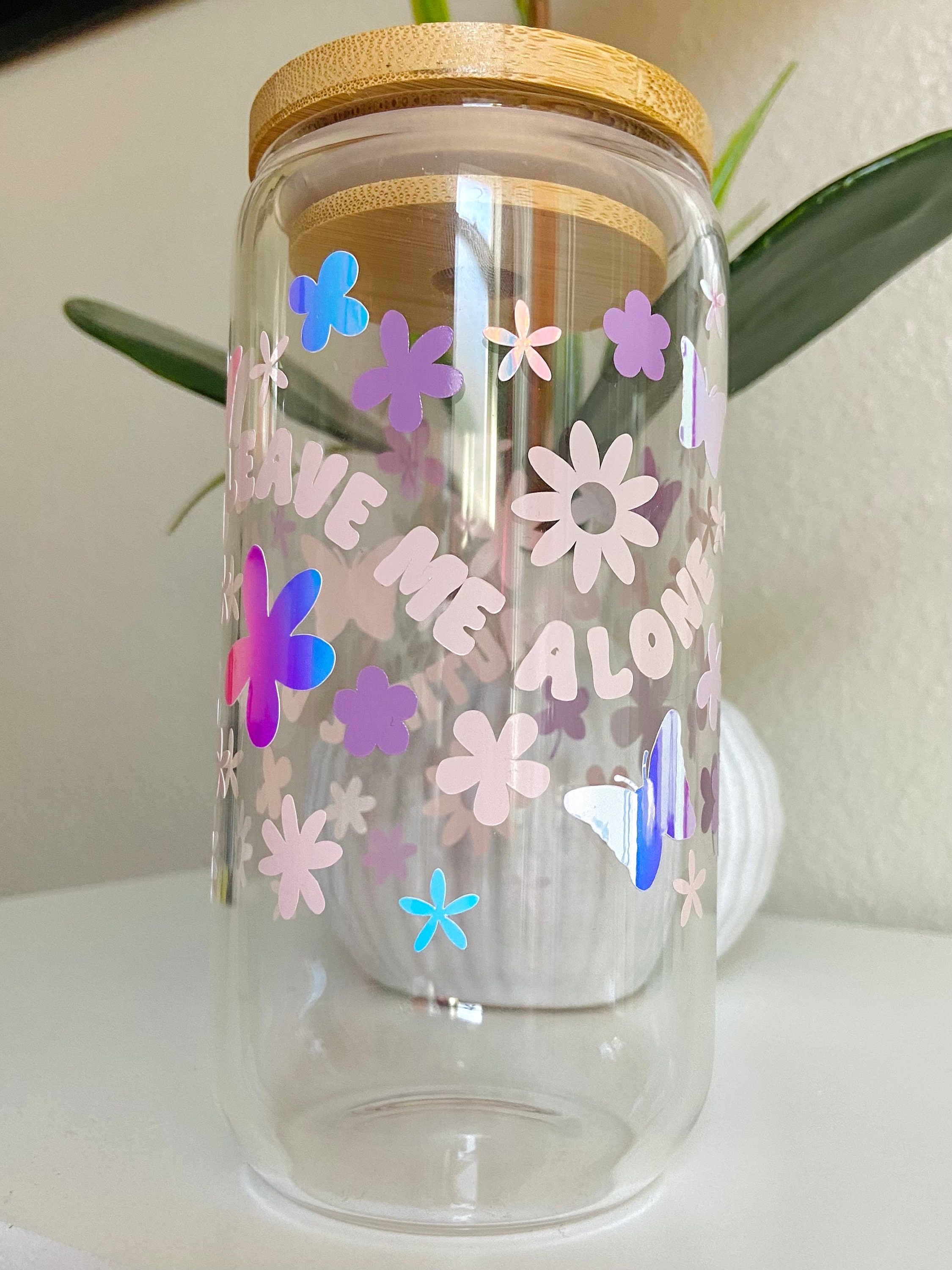 Beautiful day to leave me alone glass cup | 16 oz libbey glass | iced coffee cup | gifts for her | cute cups | spring cup |