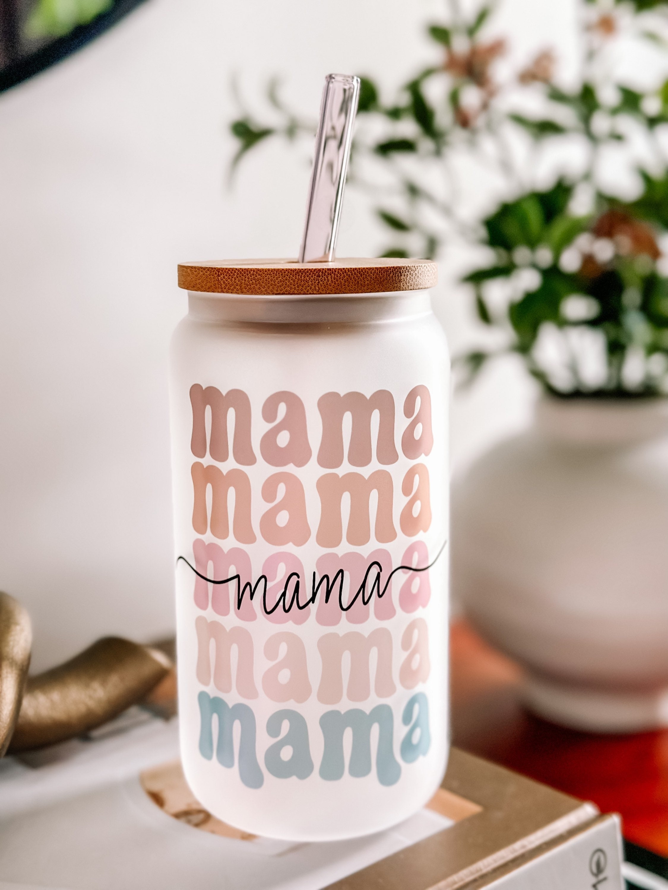 Mama glass tumbler Custom mom gift Best mom gifts Mothers day gifts Custom mom mugs Custom Mama Gift Boho tumbler boho gifts 16oz Glass Cup