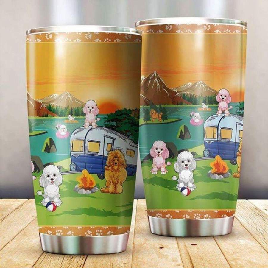 Poodle Lovers Gift, Go Camping Stainless Steel Tumbler 20oz