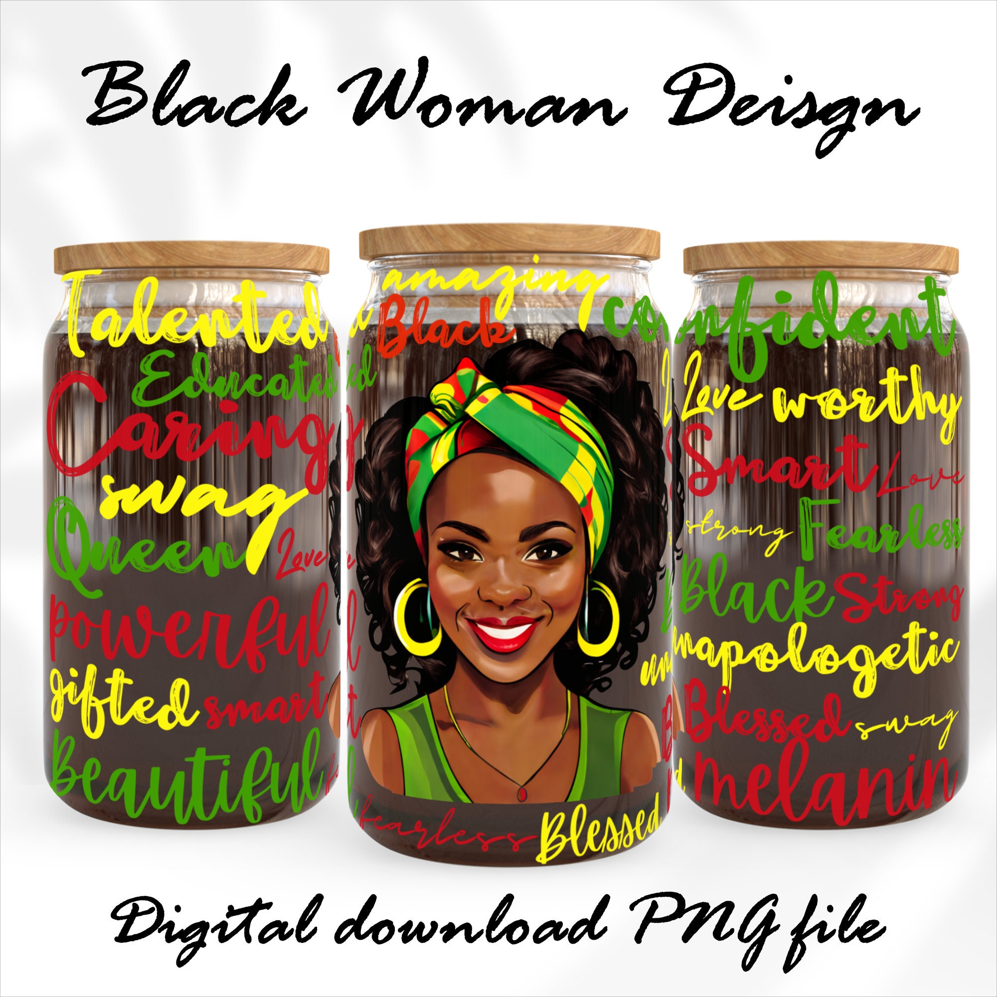 16 oz Libbey Beer Glass Can Black women Good words Affirmations Positive Self Love Affirmations Black woman History gift Inspirational PNG