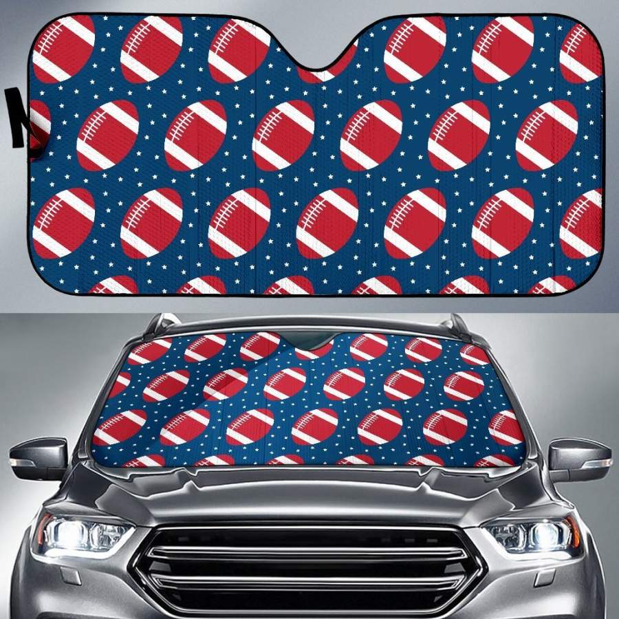 American Football Rugby Ball Print Pattern Car Sun Shade