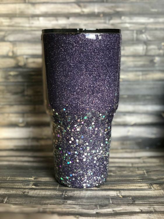 Lilac to Silver Chunky Glitter Tumbler