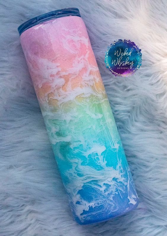 Pastel Rainbow Glitter Tumbler, Milky Way Glitter Tumbler, Ombre Glitter Tumbler