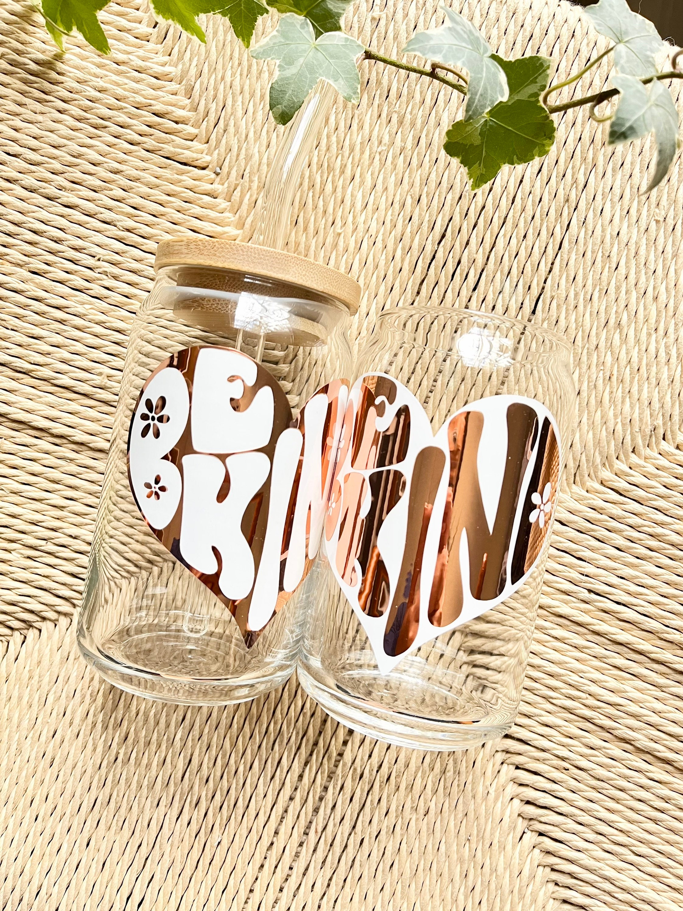 Be Kind glass cup | inspirational quote | custom gifts | Libbey can glass | iced coffee glass | gifts for her