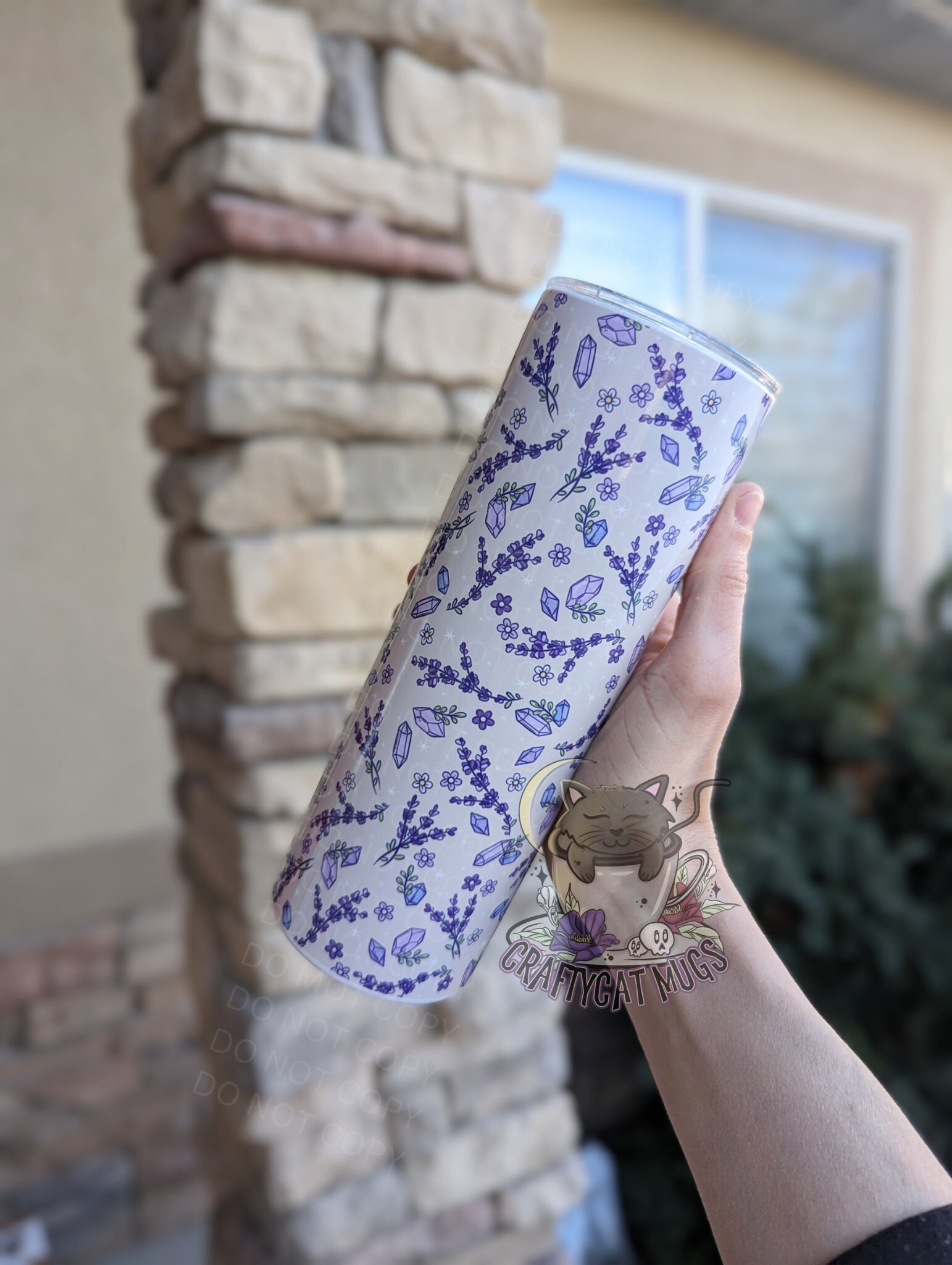 Lavender and Crystals Tumbler | Witchy Cup | Crystal Cup | Witchy Gift