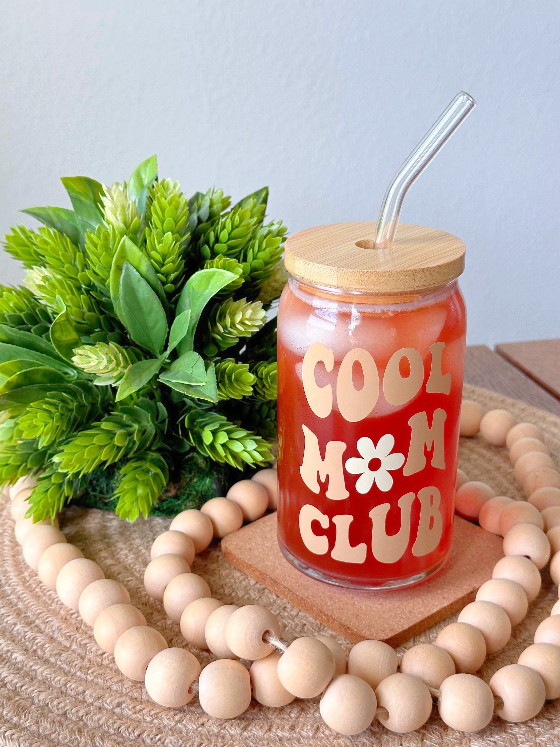 Cool Mom Club Beer Can Glass, Cool Mom Club Cup, Gift for Mom, Mother’s Day Gift, Minimalist Cup, Mama Glass Tumbler, Christmas Gift for Mom