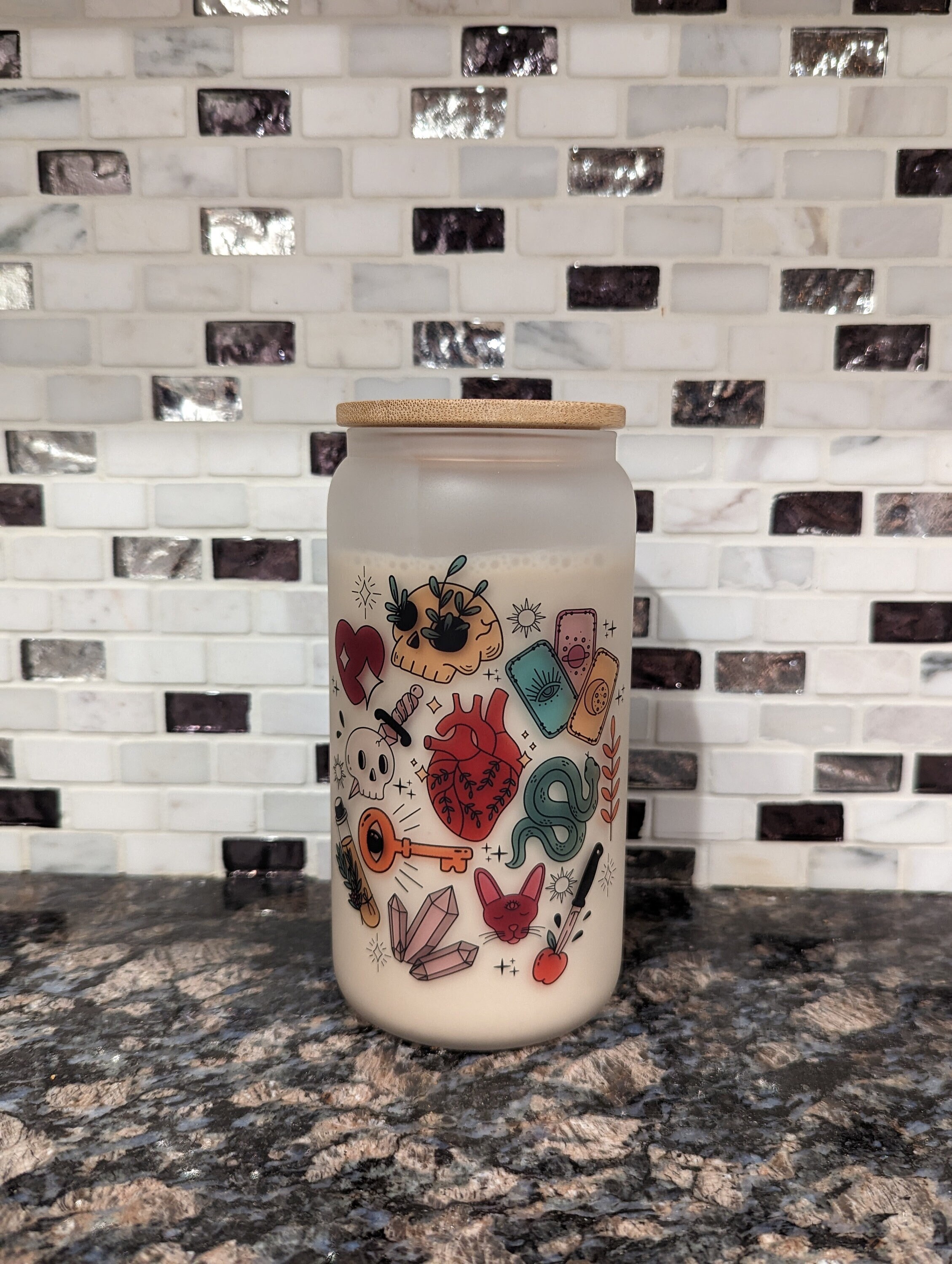 Frosted Glass Can | Iced Coffee Cup | Witchy Gifts