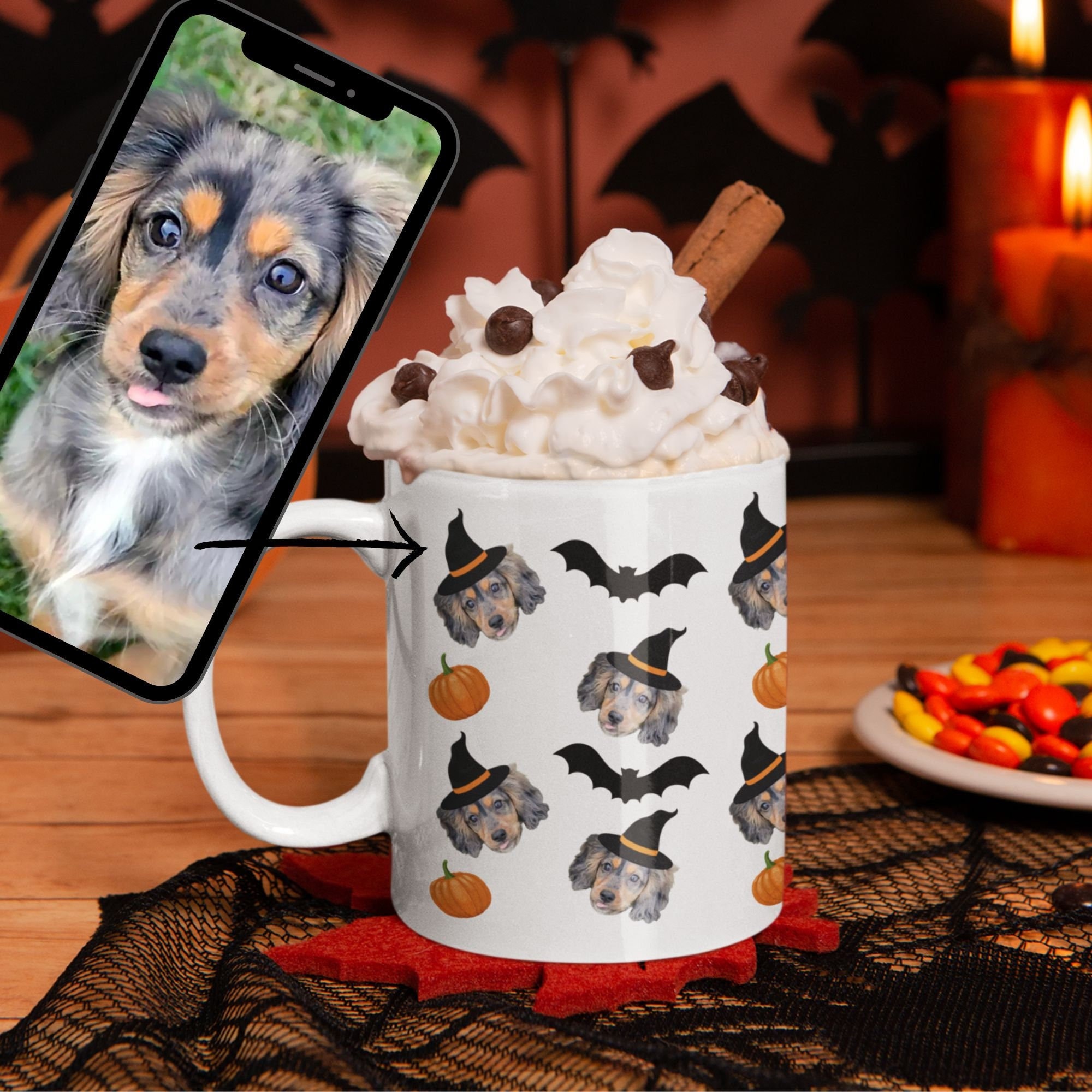 Personalised Pet Halloween Mug, Halloween Gift, Pet Photo Mug, Custom Pet Halloween Mug, Custom Dog Cat Mug, Custom Pet Gifts, Fun Pet Gifts