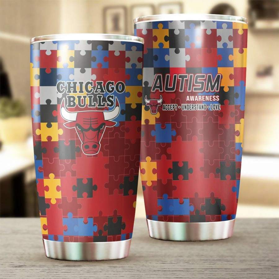[Stainless Steel Tumbler 20 Oz] NBA106 Chicago Bulls Stainless Steel Tumbler, Chicago Bulls Steel Mug Autism Father Day gift, Mother Day gift