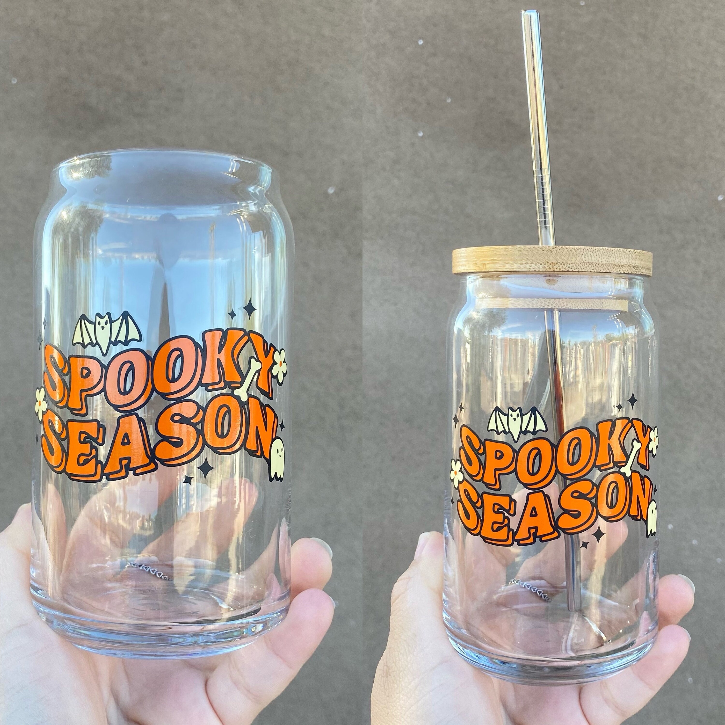 Spooky Season Halloween Glass, Halloween Cups, Halloween Decorations, Beer Glass Cans, Halloween Beer Glass, Halloween Beer Glass Coffee