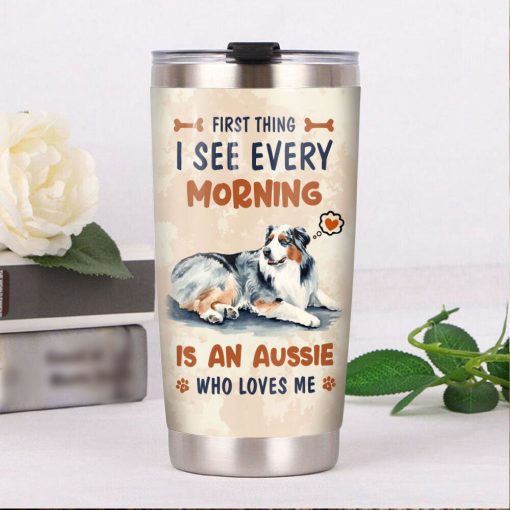 Australian Shepherd Dog Steel Tumbler, Gift For Sister, Mother Of The Bride Gifts, Best Gifts For Mom, Gift Ideas For Dad, 60Th Birthday Ideas