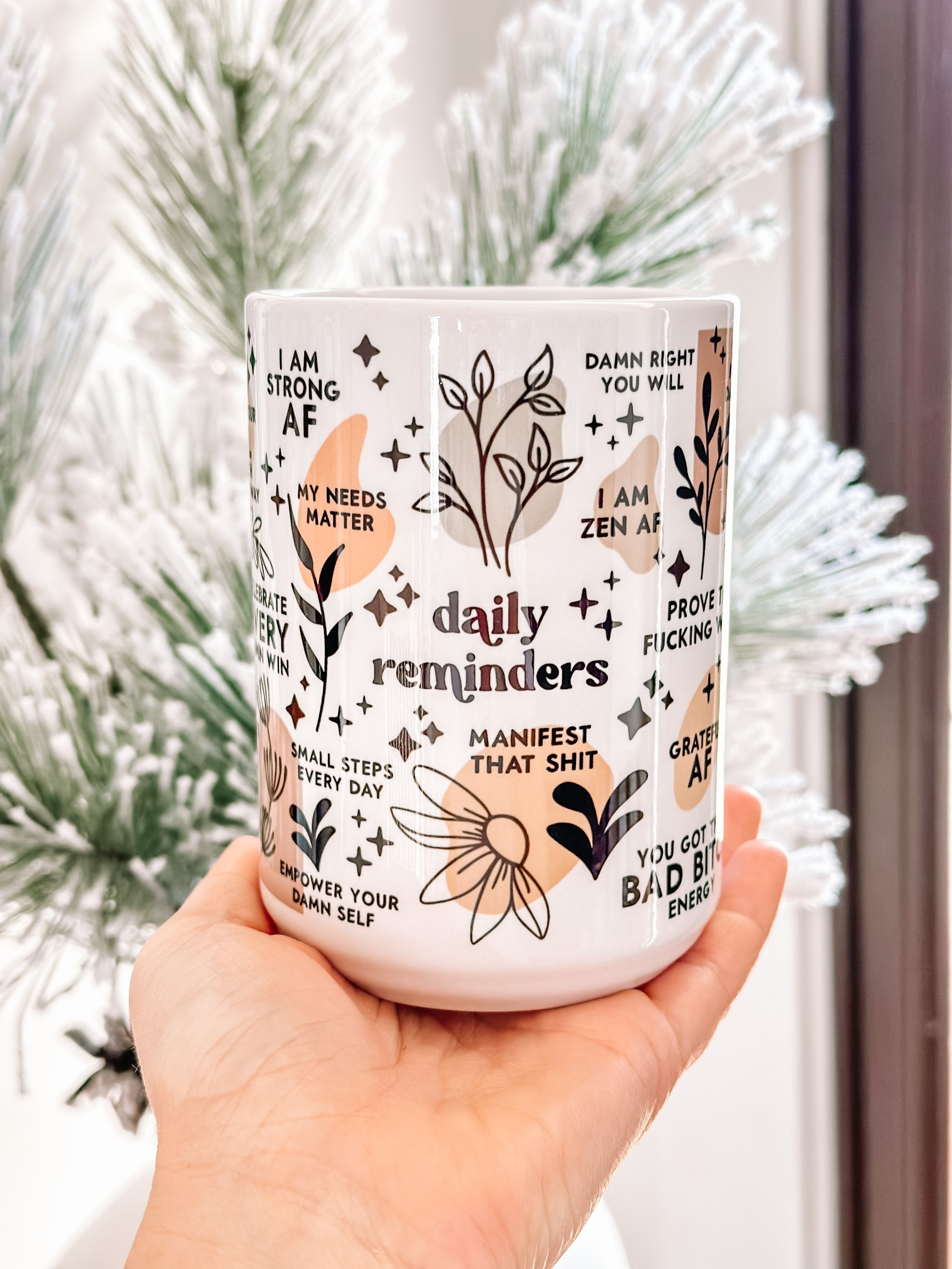 Daily Reminders mug, Mental Health mug ,Daily Affirmations Glass cup, 15oz  Daily affirmations mug , gift for her, best friend tumbler