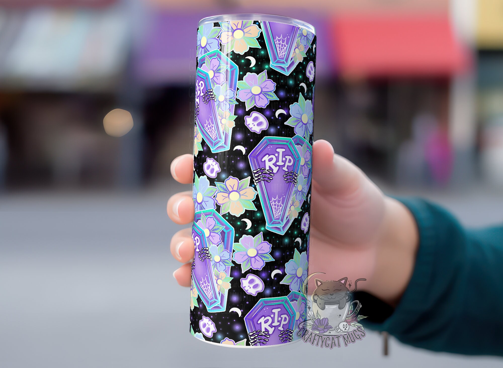 Pastel Spooky Coffin Tumbler | Ghost Tumbler | Halloween Gift | Halloween Skull Cup