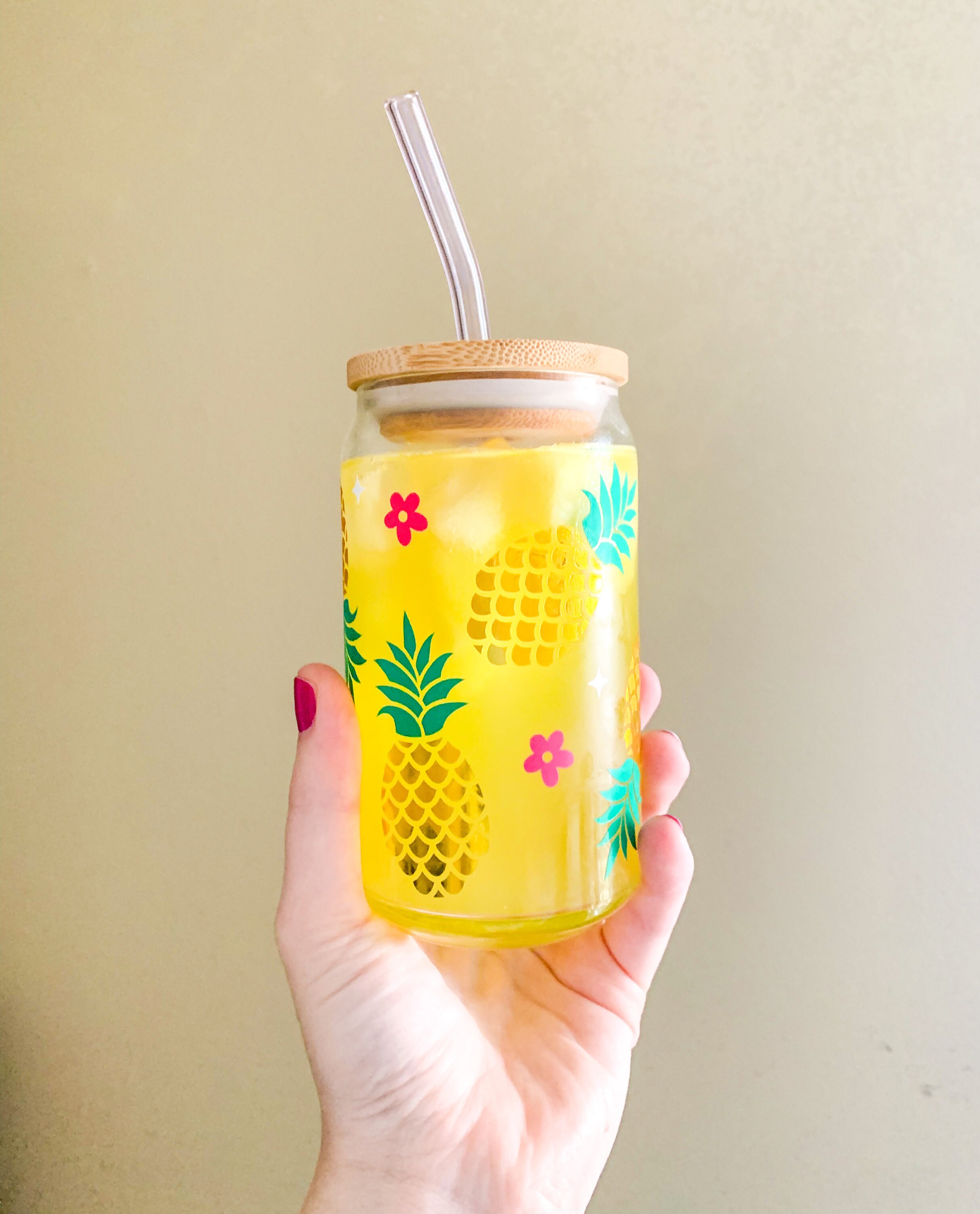 Pineapple Can Glass | Pineapple Coffee Cup | Iced Coffee Glass | Cute Iced Coffee Cup | Pineapple Decor | Pineapple Kitchen | Pineapple Gift