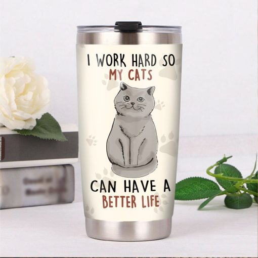 British Shorthair Cat Steel Tumbler, Gift For Boyfriend, Mother’S Day Gift Basket, Birthday Gift, Gift For Best Friend, 60Th Birthday Ideas