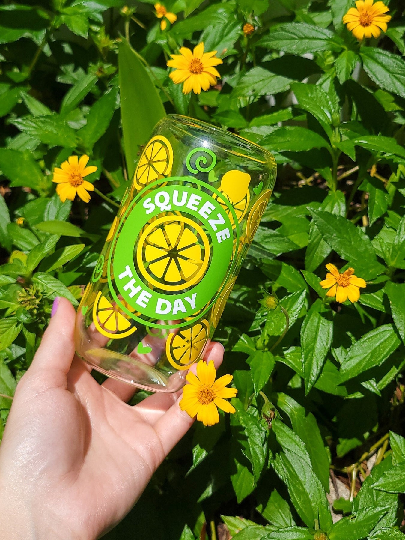 Summer Aesthetic Beer Can Glass Coffee Cup Summer Iced Coffee Glass Cup Lemon Glass Tumbler Summer Aesthetic Glass Cup Vacation Tumbler