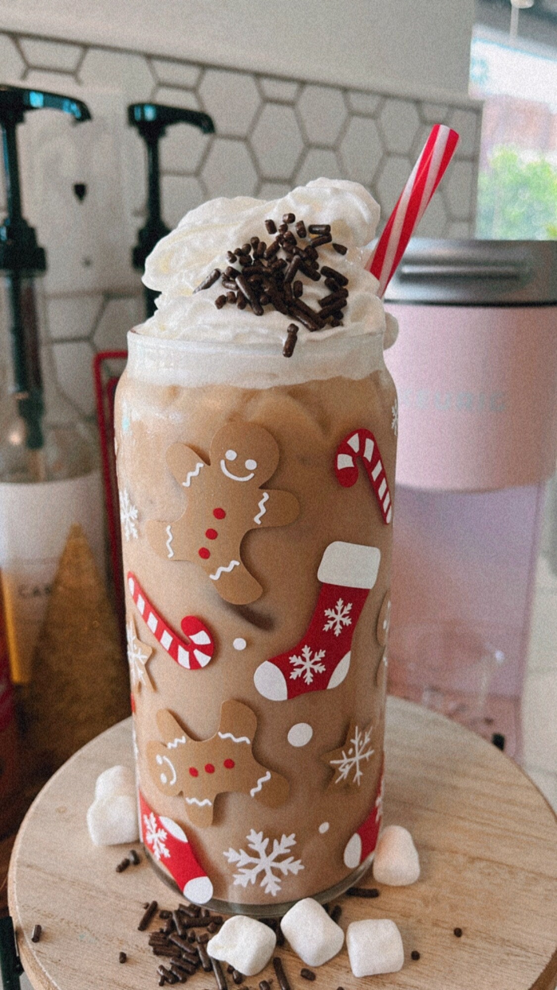 Gingerbread glass cup, Christmas cup