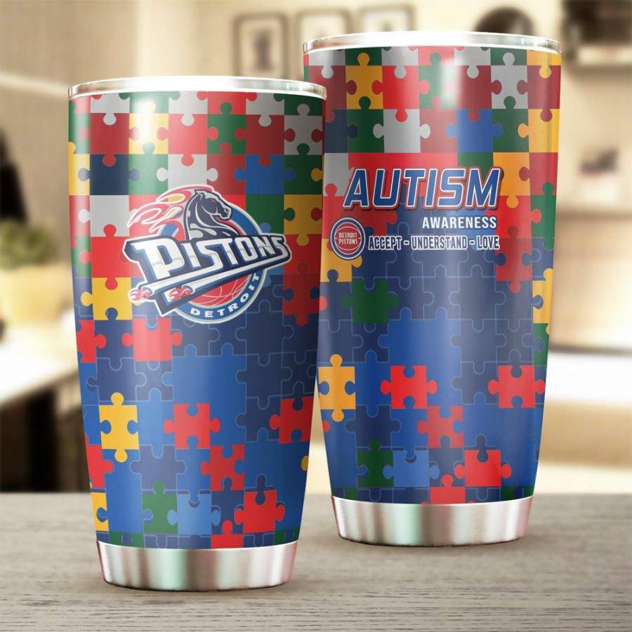 [Stainless Steel Tumbler 20 Oz] NBA108 Detroit Pistons Stainless Steel Tumbler, Pistons Stainless Steel Mug Autism Father Day gift, Mother Day gift