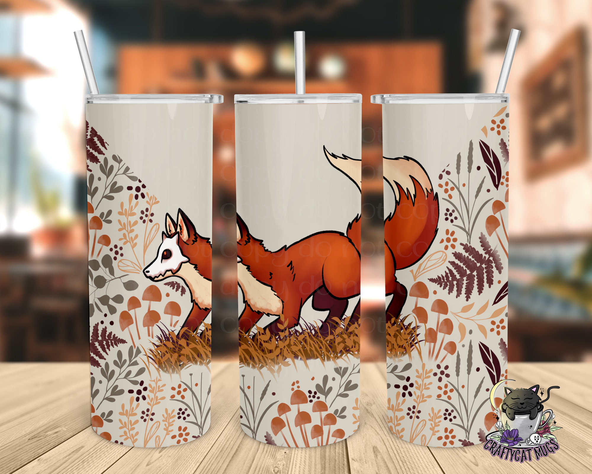 Cute Fox Tumbler | Mushroom Cup | Fox Mug | Cottagecore Fox Cup | Witchy Tumbler