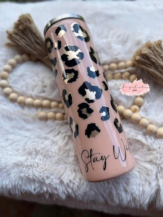 Stay Wild, Rustic Pink, Leopard Print Tumbler