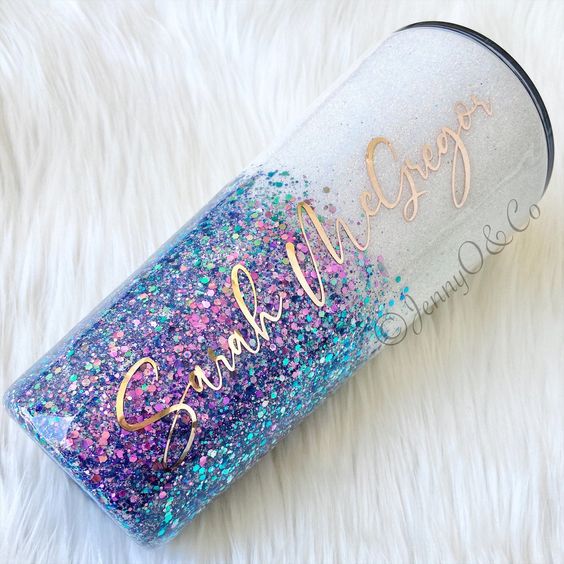 Purple Teal Tumbler, Purple Teal Glitter Tumbler, Color Shift Glitter Tumbler