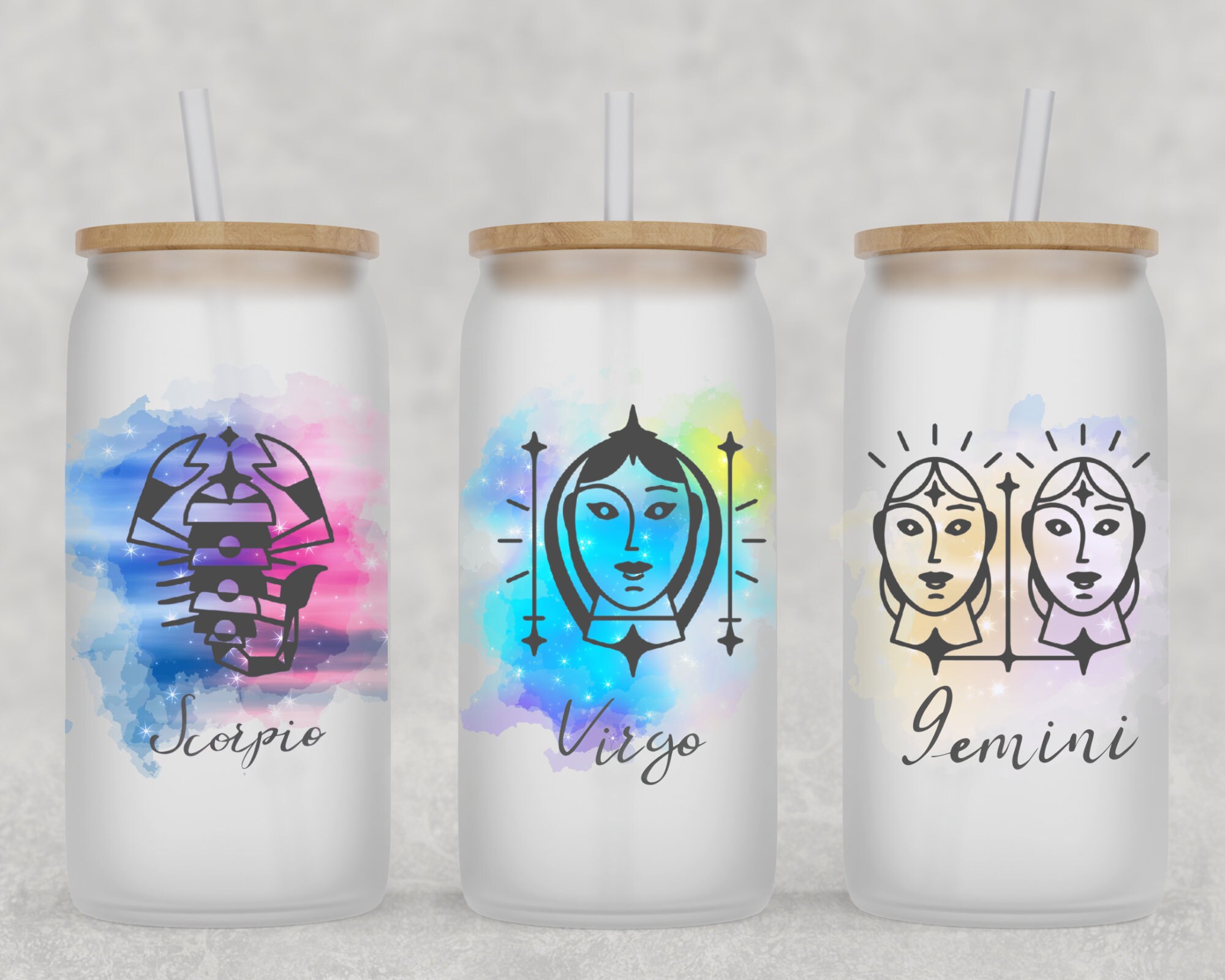 Zodiac Horoscope Beer Can Glass | Astrology Lover Gift | Zodiac Mug | Iced Coffee Cup | Horoscope Coffee Cup | Libbey Glass Can