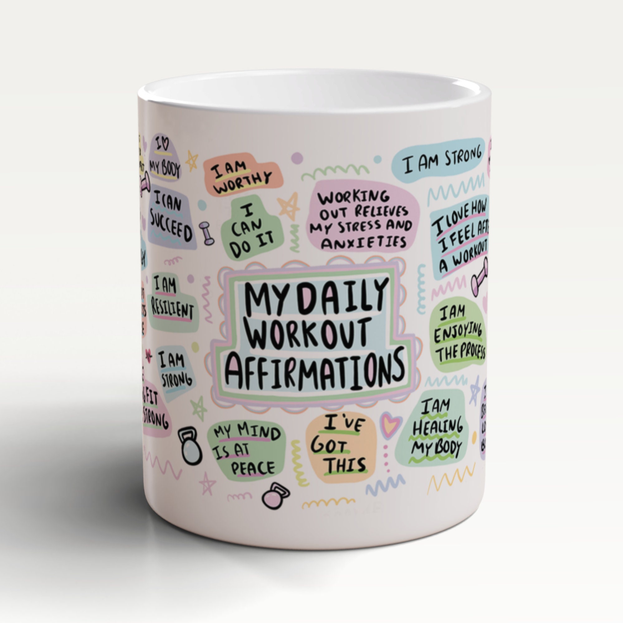 Daily Workout Affirmations Mug, Workout Mug, Gym Mug, Fitness Mug, Gym Buddy Gift, Workout Gift, Gym Lover Gift, Fitspiration Gift