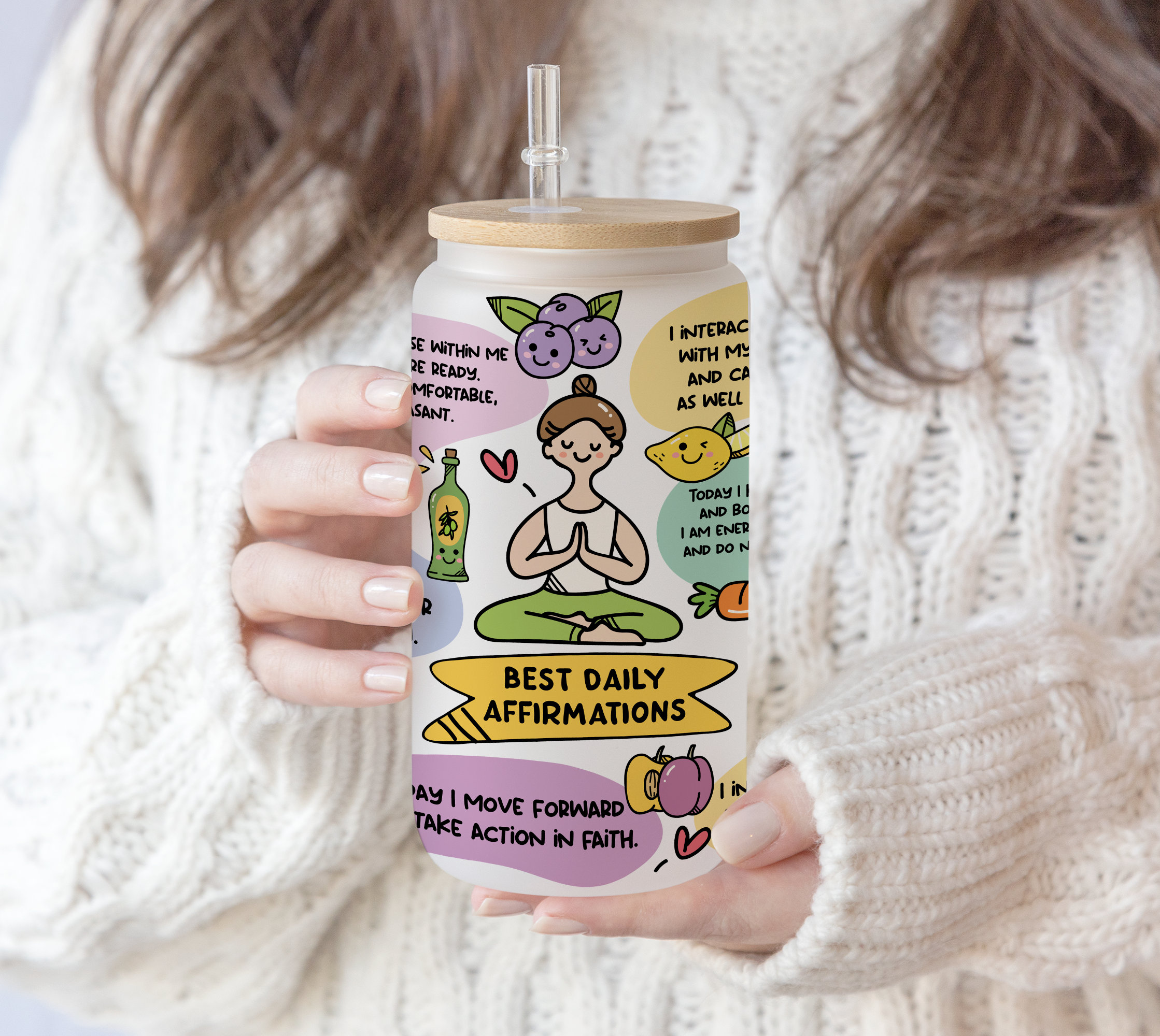 16 oz Libbey Beer Glass Can and Frosted glass Cute Best Daily Body Positive | Self Love Healty Affirmations Wrap | Inspirational Tumbler png