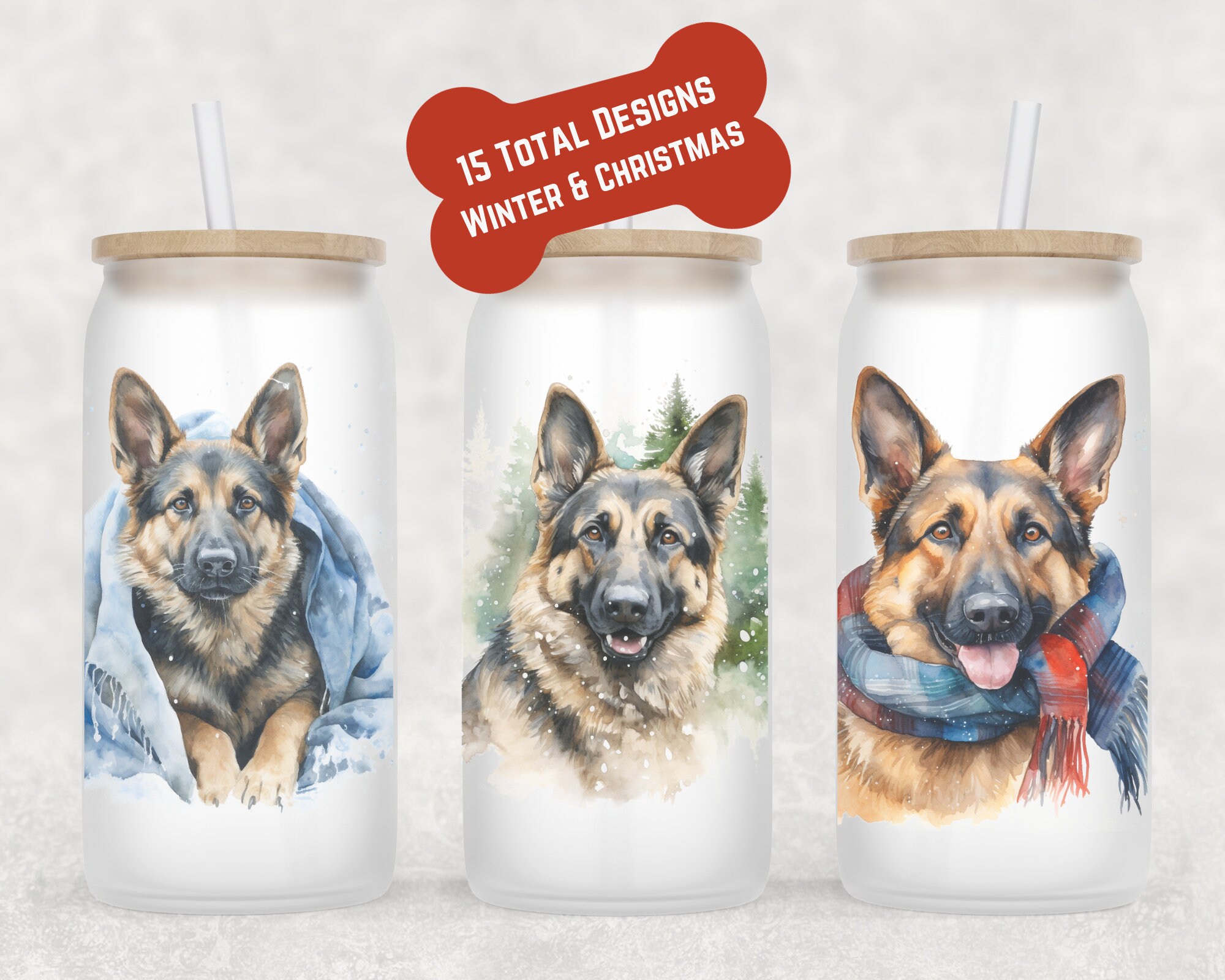 German Shepherd Christmas Coffee Glass | Dog Mom Gift | Shepherd Christmas Mug | German Shepherd Coffee Cup | Christmas Coffee Mug