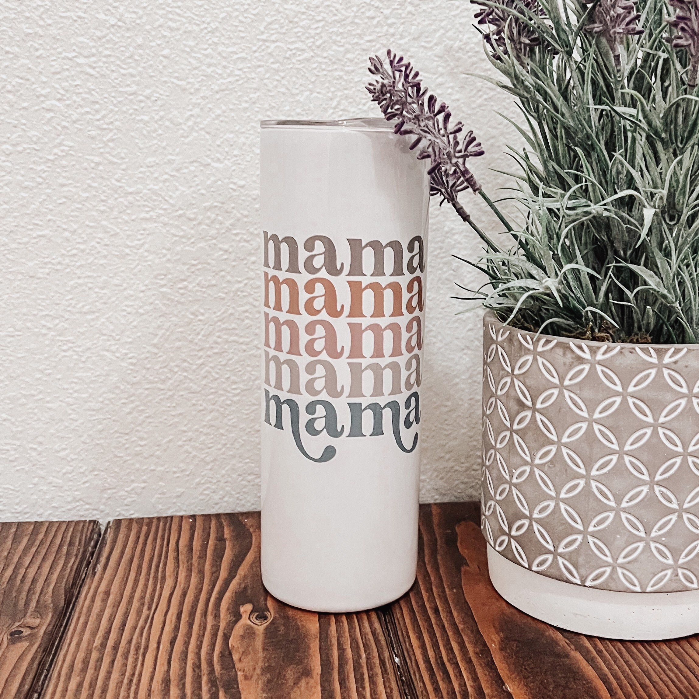 Retro Cup, Mama Tumbler, Mom Tumbler, Retro Tumbler,Boho,MAMA Tumbler, 20 oz Skinny Tumbler ,Sublimation,Plastic Straw,Neutral