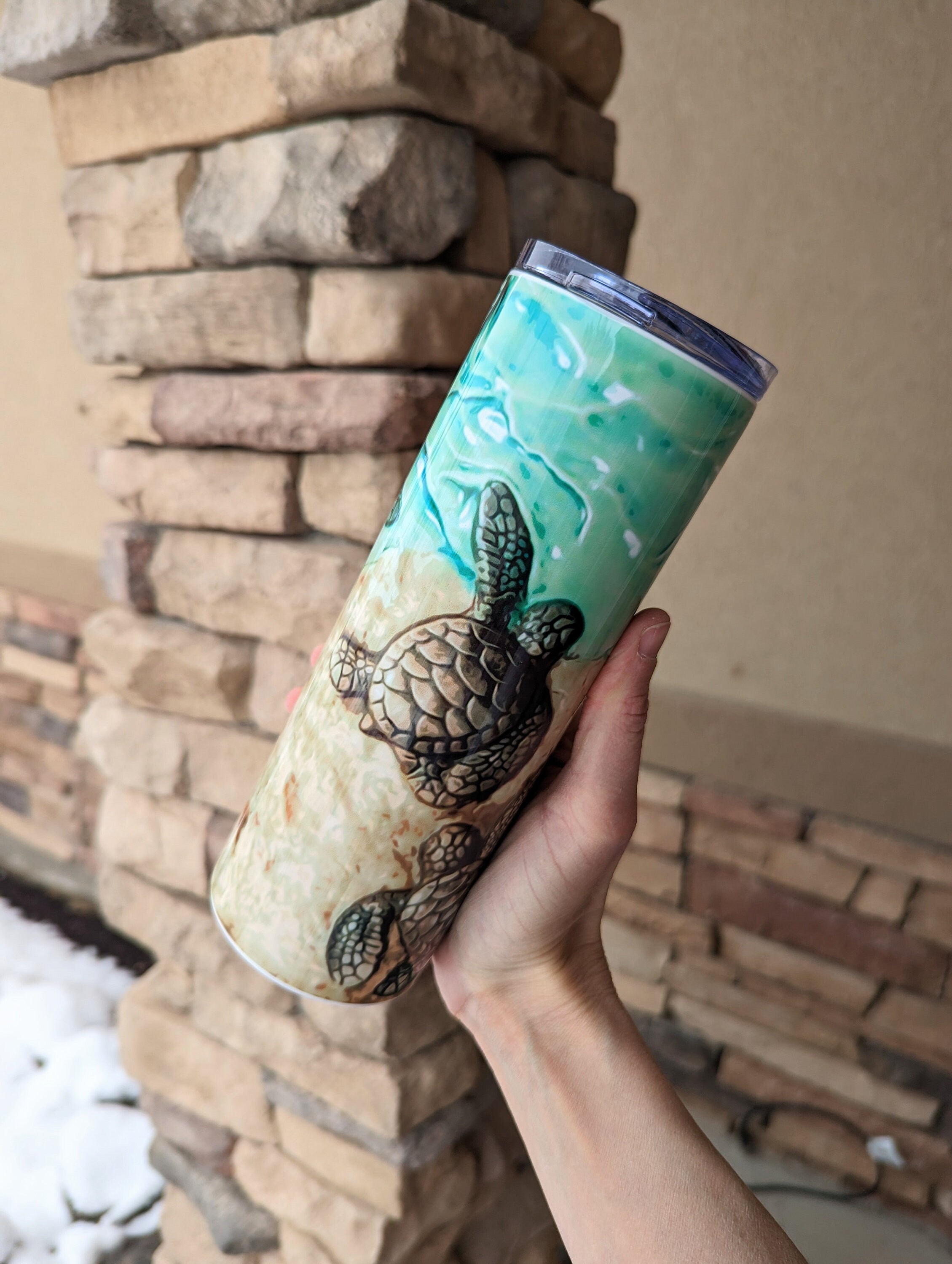 Sea Turtle Tumbler | Turtle Cup | Beach Travel Mug | Beachy Tumbler