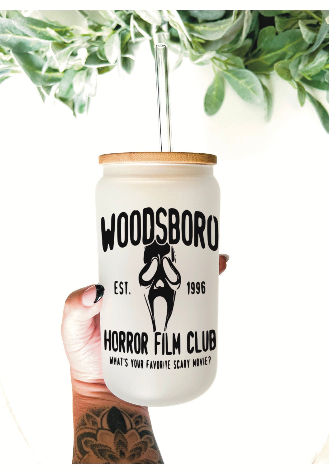 Woodboro – ghost/ scream/ Halloween cup/Horror movie beer can cup/ beer can cup/ skull cup