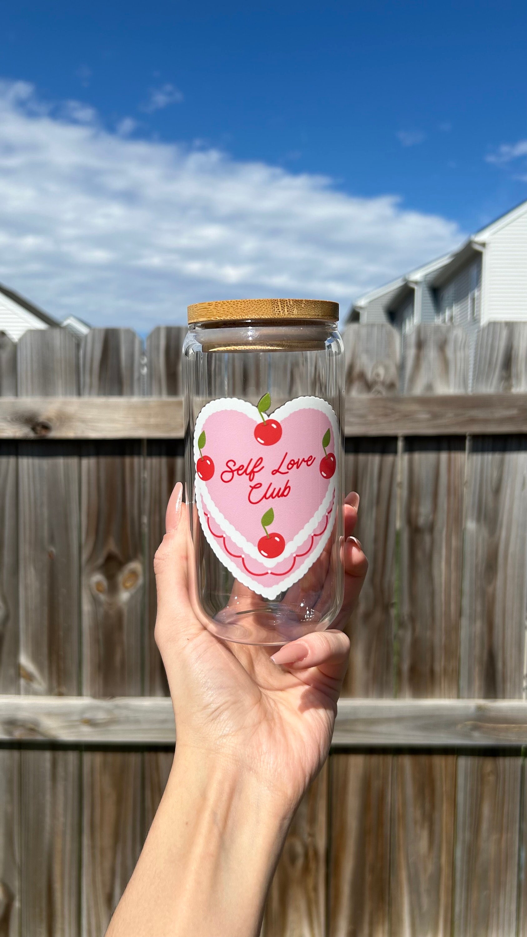 Self Love Club Cup | Pink Coquette Glass |  Cute Love Glass | Valentines Day Cup | VDAY Gift for Her| Cute Cup | Coquette Decor | Cute Gift