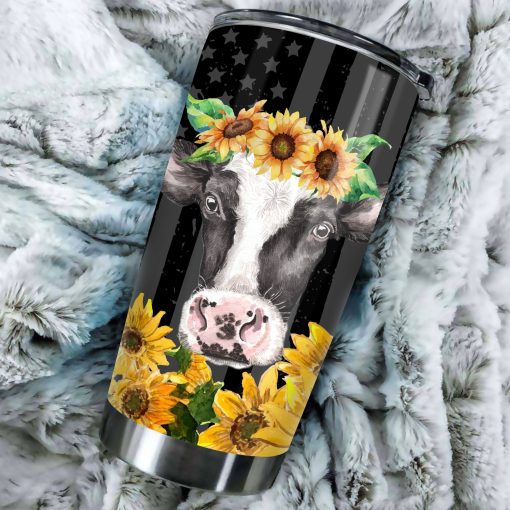 Dairy Cows And Flower Stainless Steel Tumbler, Best Gifts For Dad, Birthday Gift For Sister, Birthday Gift Ideas, Gift For Friend, Gifts For Grandma