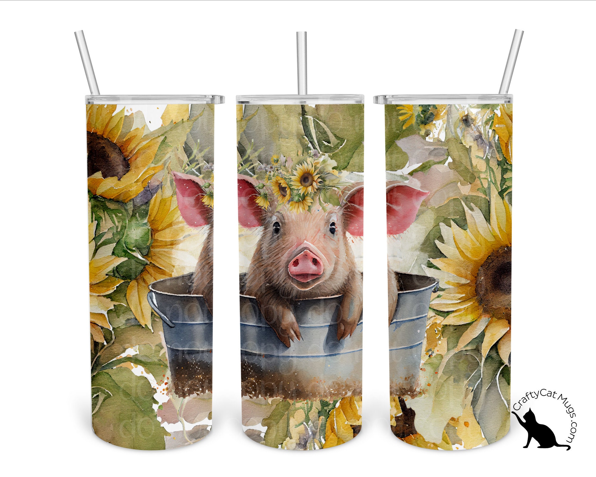 Cute Pig in Bucket Tumbler | Farm Animal Tumbler | Country Gift