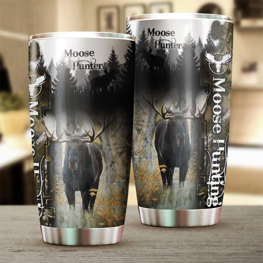 Moose Hunting Camo Stainless Steel Tumbler