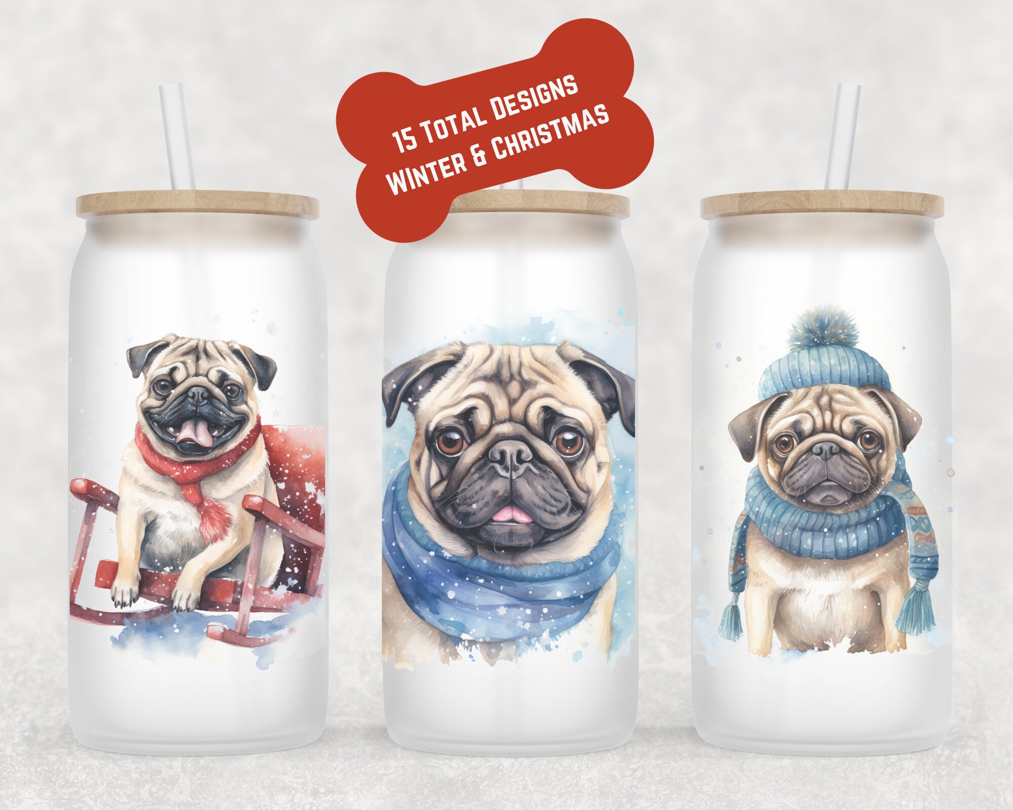 Pug Christmas Coffee Glass | Dog Mom Gift | Pug Christmas Mug | Pug Coffee Cup | Christmas Coffee Mug | Pug Mug | Pug Christmas Gift