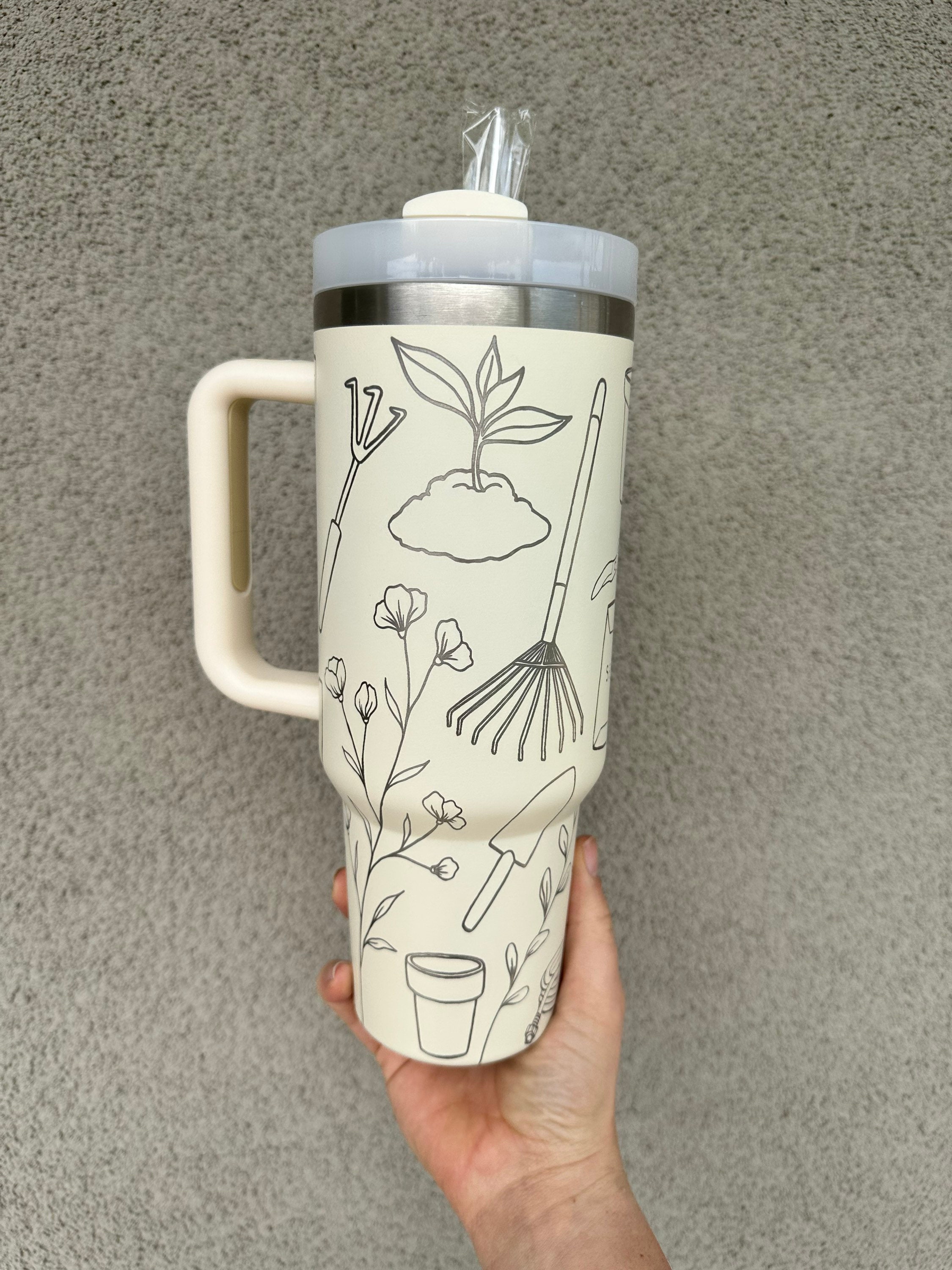 Engraved Tumbler, garden lover gift, postpartum, mothers day gift cup, engraved mom gift, cottagecore, plant lover cup, gardening grandma